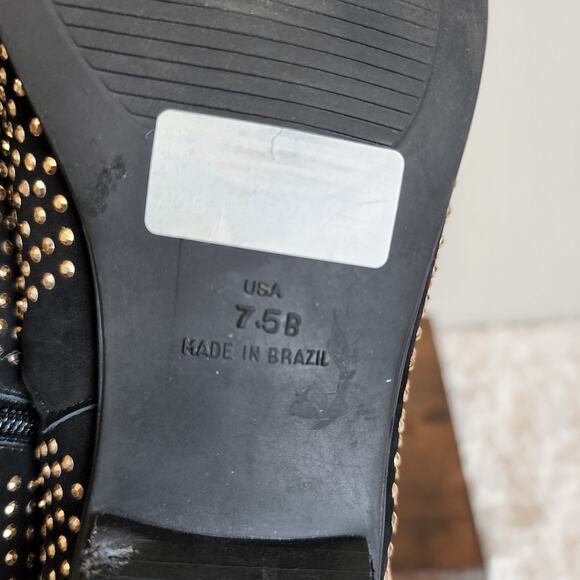 Schutz Rhinestone Embellished Studded Pointed Toe Black Ankle Booties Size 7.5 - Picture 11 of 12